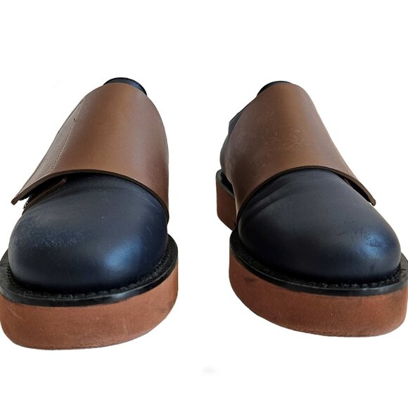 MARNI NAVY/BROWN FRONT FLAP LEATHER SHOES (36) - Picture 3 of 12
